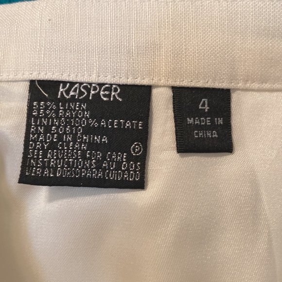 White Kasper brand linen and rayon lined pants. These pants are new. - Picture 3 of 5